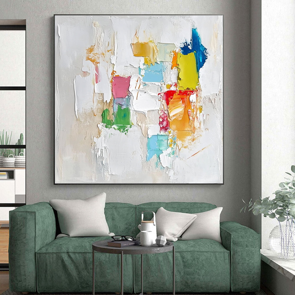 Colorful Patchwork Abstract Painting with Joyful Diversity WINK479