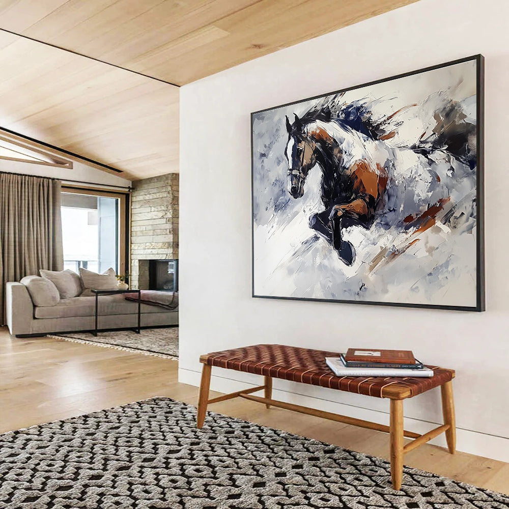 Galloping Horse Abstract Painting with Dynamic Energy ABS595