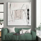 Black and White Linear Abstract Painting with Minimalist Rhythm WINK097