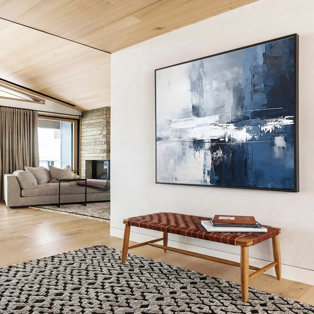 Blue - Grey Abstract Painting for Modern Offices YHT102