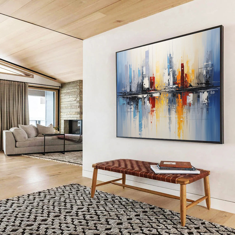 City Reflection Abstract Painting for Modern Office Spaces YHT170