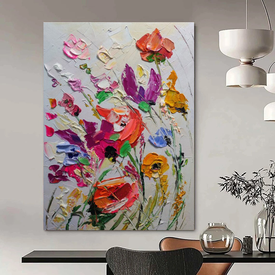 Lush Impasto Wildflowers Abstract Painting for Nature - Loving Spaces HENG265