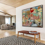 Mixed - Media Abstract Landscape Painting for Eclectic Home Decor YHT243