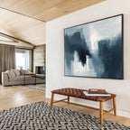 Gray - Blue Tones Abstract Painting with Dynamic Brushstrokes ABS391