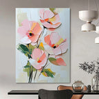 3D Pink Flower Bouquet Textured Abstract Painting for Elegant Spaces GAB1457