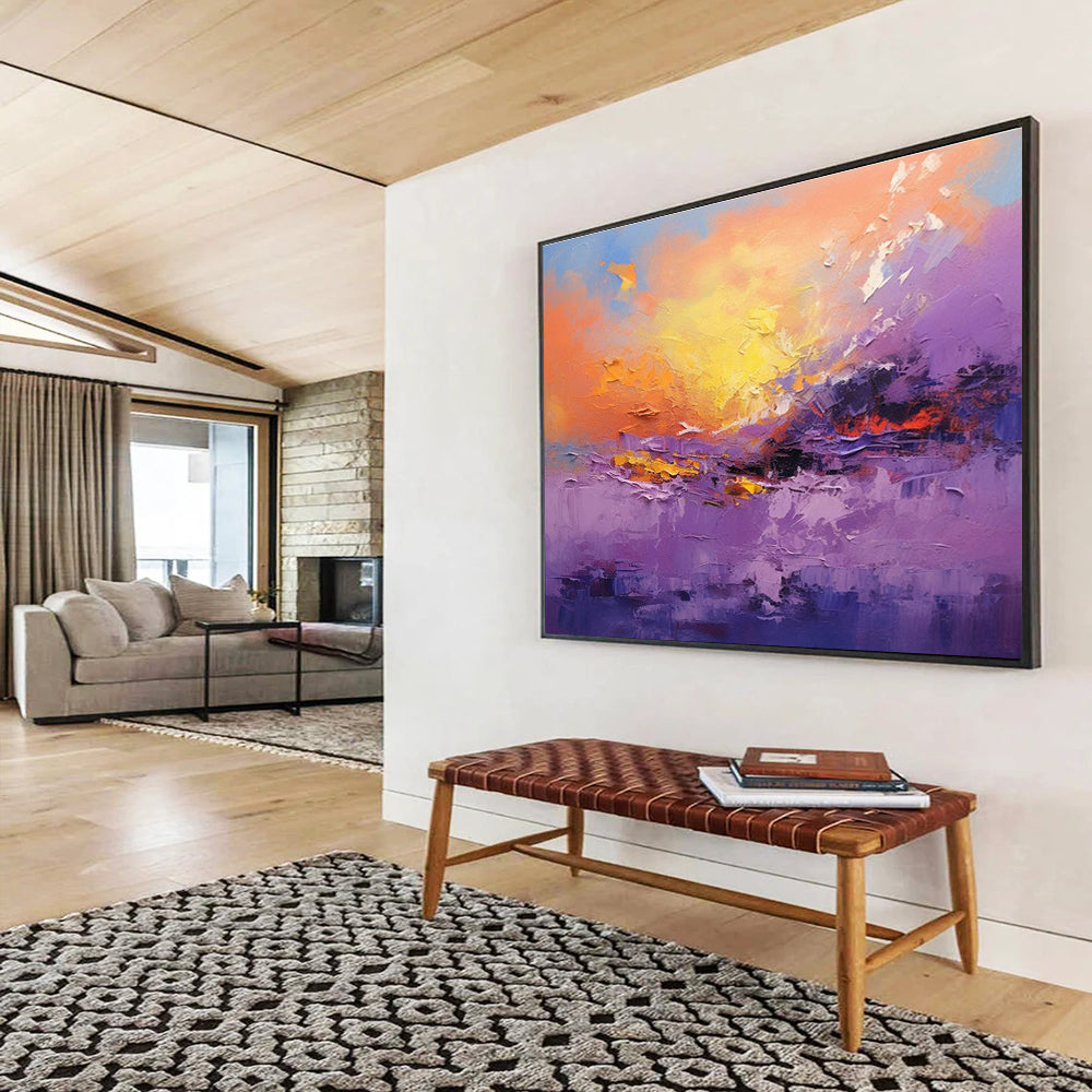 Purple Sunset Abstract Painting for Dreamy Spaces YHT083
