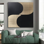 Circular Beige and Black Abstract Painting with Subtle Textures WINK839