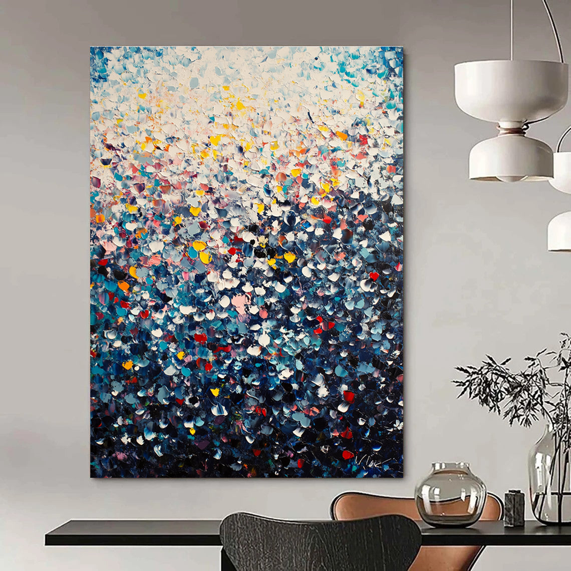 Colorful Dotted Mosaic Vibrant Abstract Painting GAB0291