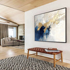 Blue - Gold Abstract Flow Painting ABS184