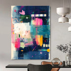 Colorful Abstract Collage Painting with Vibrant Elements GAB0100