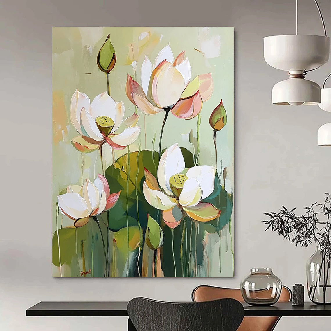 Lotus Flower Abstract Painting for Zen Gardens GAB0778