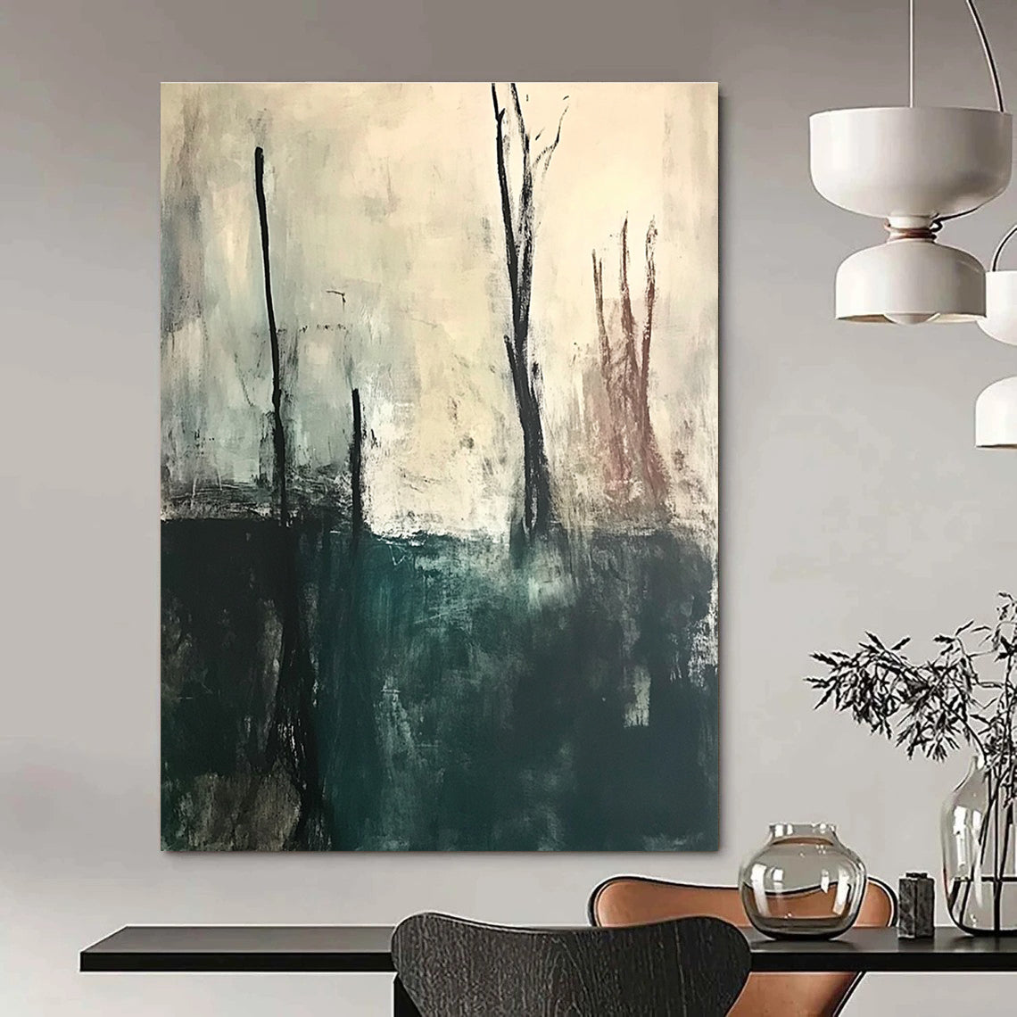 Dark Trees Abstract Painting for Mysterious Studies GAB0748