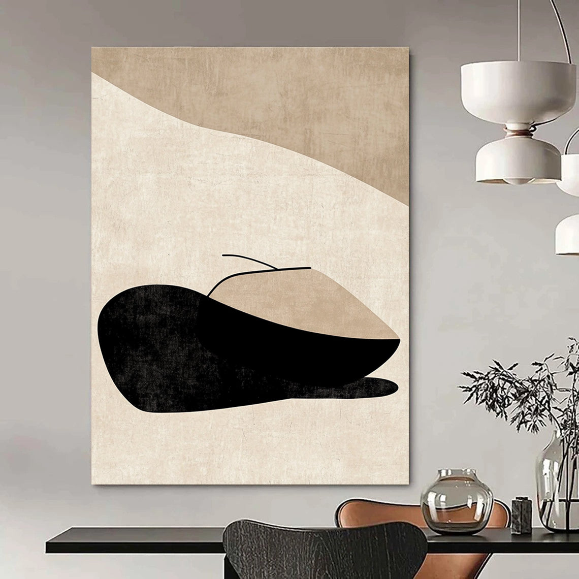Beige Minimalist Geometric Art - Calm Abstract Composition GAB0436