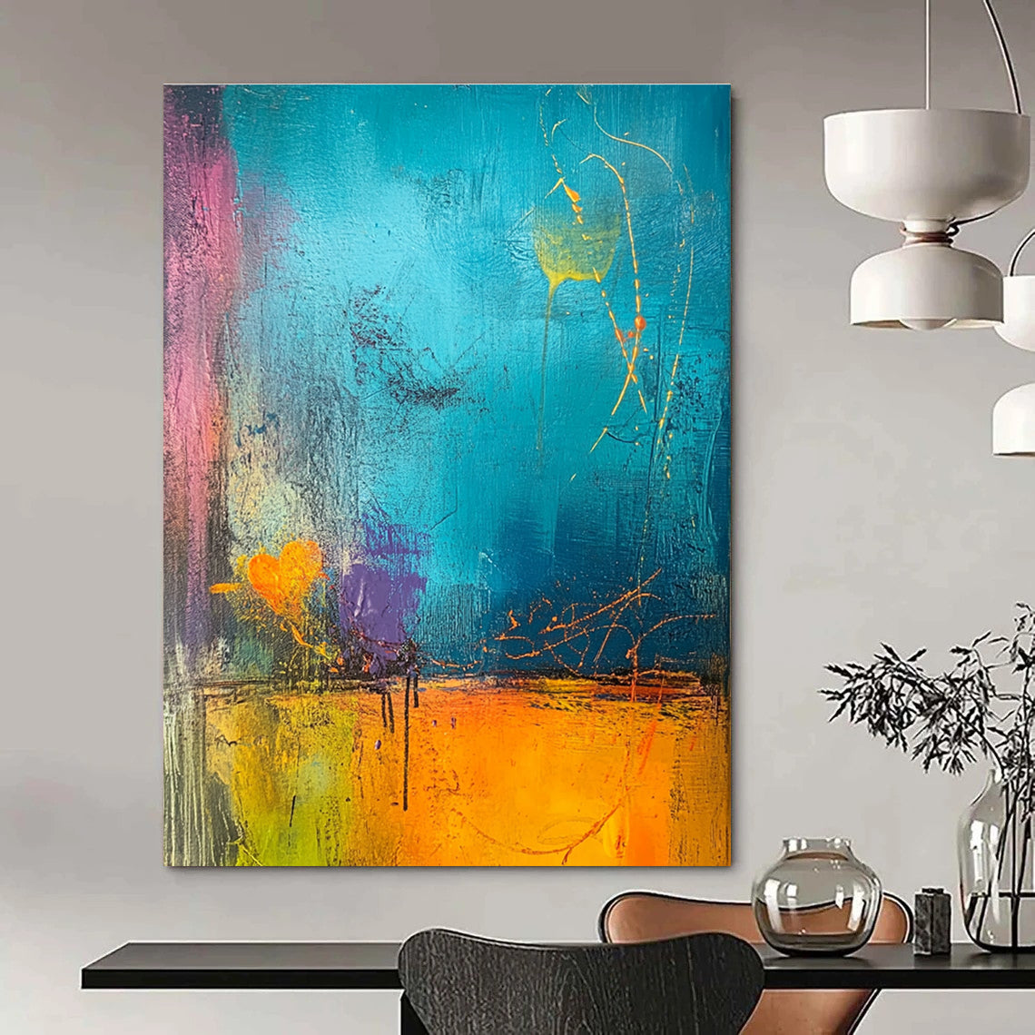 Vibrant Color - Blocked Abstract Painting for Creative Studios GAB0872
