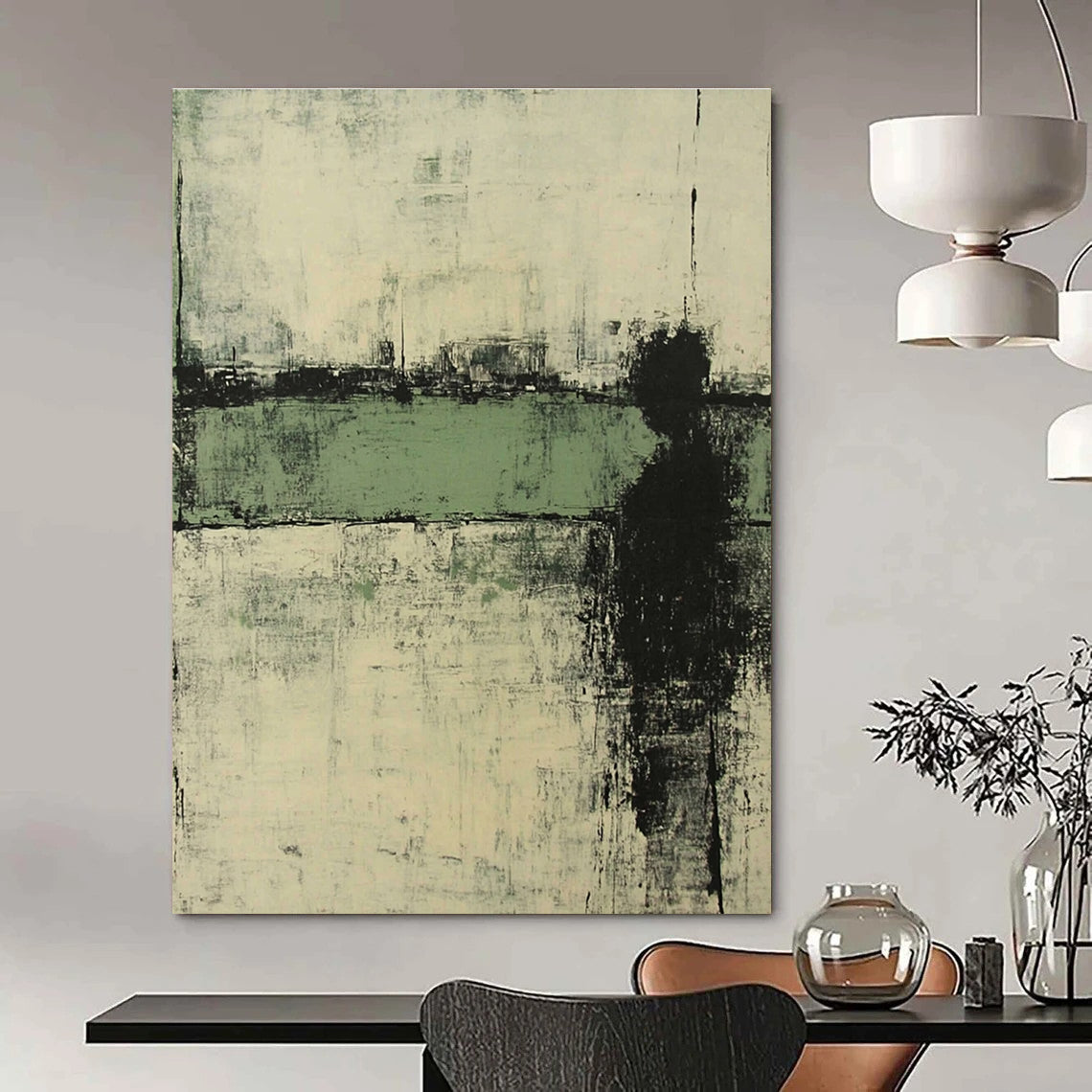 Monochrome Solitary Abstract Painting for Industrial - Themed Galleries GAB0898