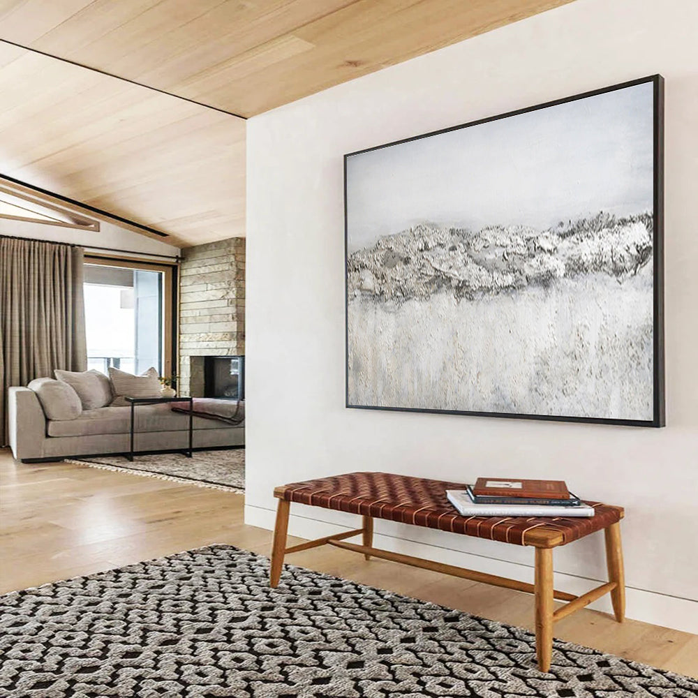Textured Gray Abstract Painting for Minimalist Art Galleries YHT262
