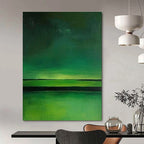 Green Horizon Stripes Abstract Painting for Minimalist Living GAB0767