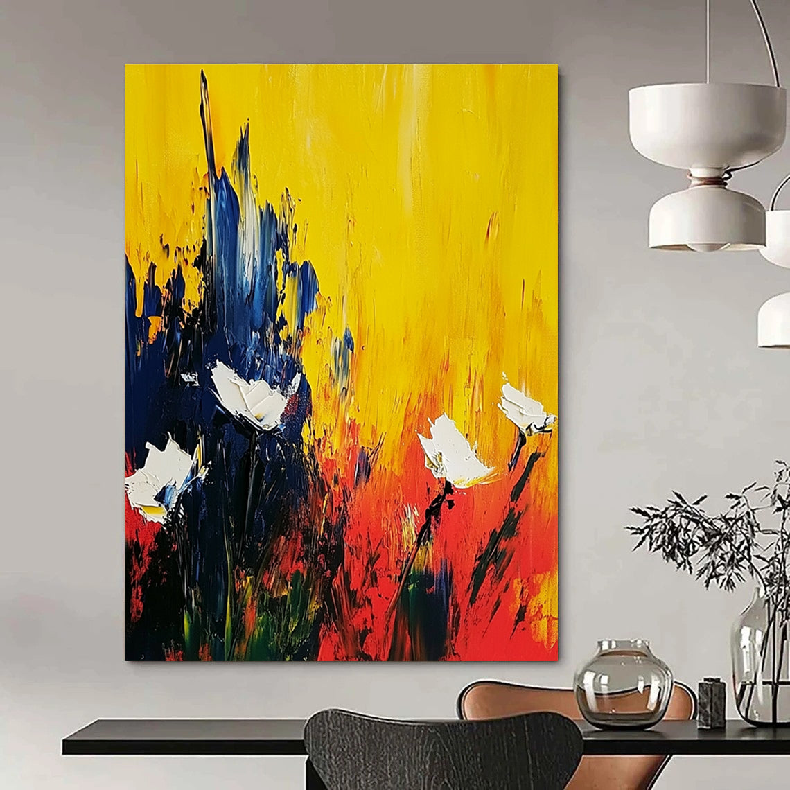 Bold Color - Clash Floral Abstract Painting for Art - Loving Restaurants GAB0875