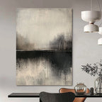 Monochrome Lake Silhouette - Minimalist Landscape Abstract Art GAB0522