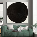 Black Concentric Circles Abstract Painting with Meditative Rhythm WINK021