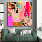 Floral Abstract Collage Painting with Whimsical Charm WINK084