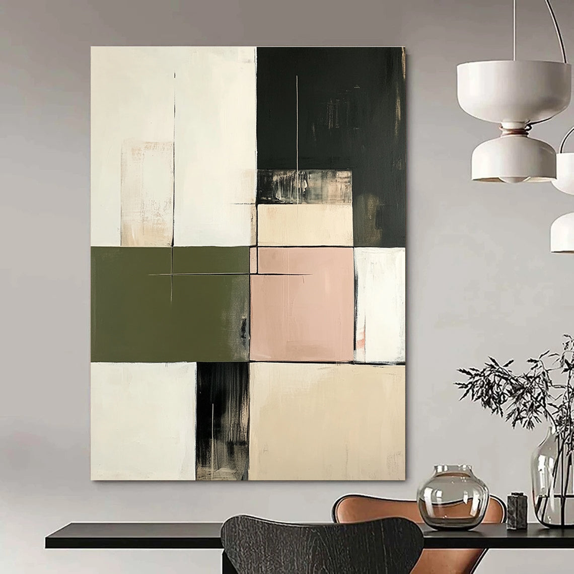 Pastel and Dark Abstract Painting for Industrial - Chic Restaurant Dining Areas GAB1208