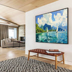Sailing and Mountain Abstract Painting for Nautical - Themed Clubs YHT413