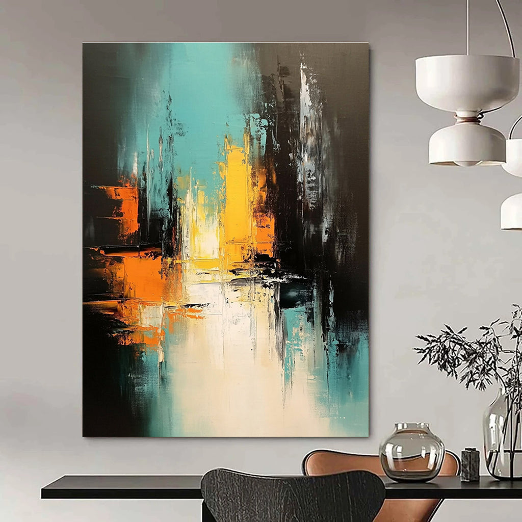 Urban Night Abstract Painting for Modern City - Lover’s Penthouses GAB0945