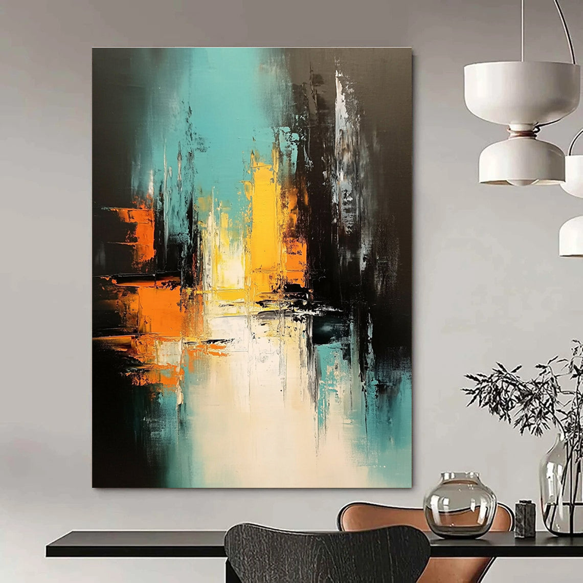 Urban Night Abstract Painting for Modern City - Lover’s Penthouses GAB0945