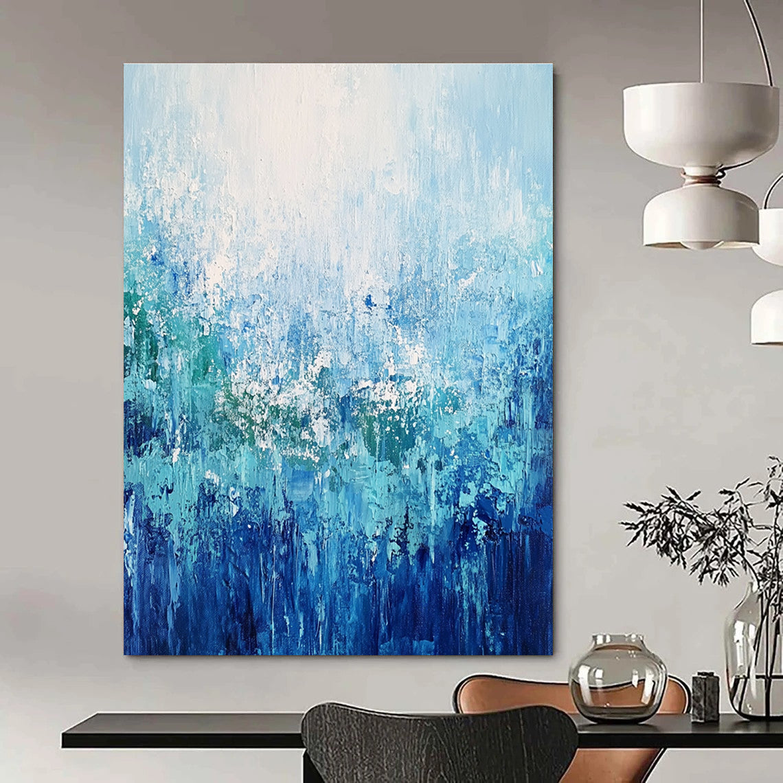 Blue and Green Textured Abstract Painting for Coastal - Inspired Living Spaces GAB0920
