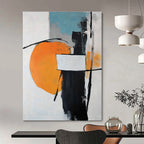 Orange and Black Abstract Painting for Modern Art - Focused Cafes GAB0925
