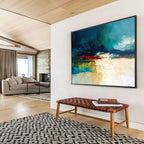 Vibrant Abstract Landscape Painting with Bold Color Blocks and Dripping Paint ABS247