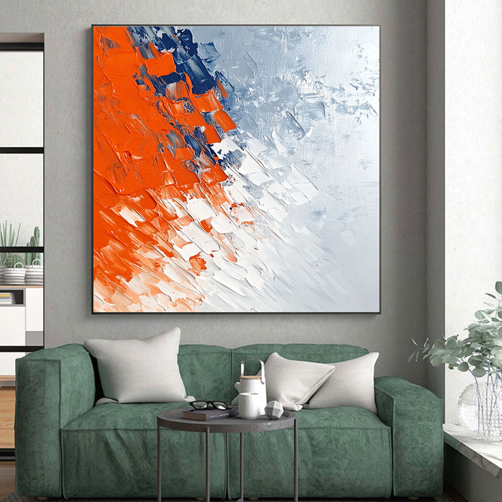 Textured Orange - Blue Abstract Painting with Dynamic Layers WINK495