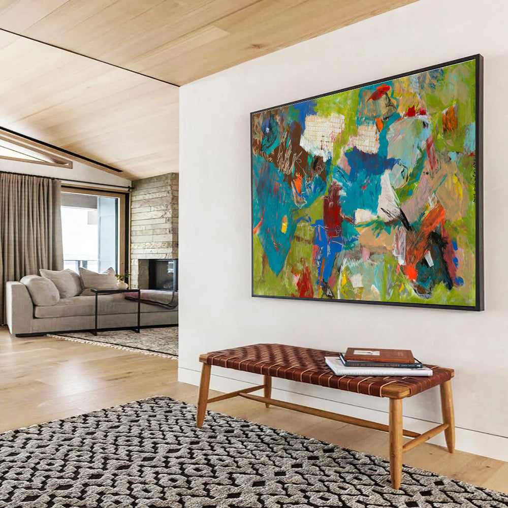 Bold Color Block Abstract Painting for Contemporary Corporate Receptions YHT237