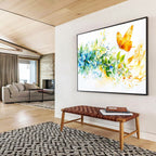 Blue Hydrangeas and Butterfly: Delicate Nature’s Moment Abstract Painting ABS158