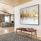 Subtle Golden Skyline with Textured Layers Abstract Painting ABS312