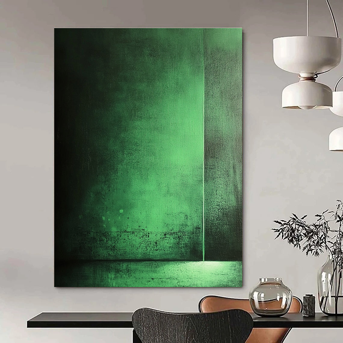 Dark Green Gradient Abstract Painting for Contemporary Art - Inspired Bars GAB1329