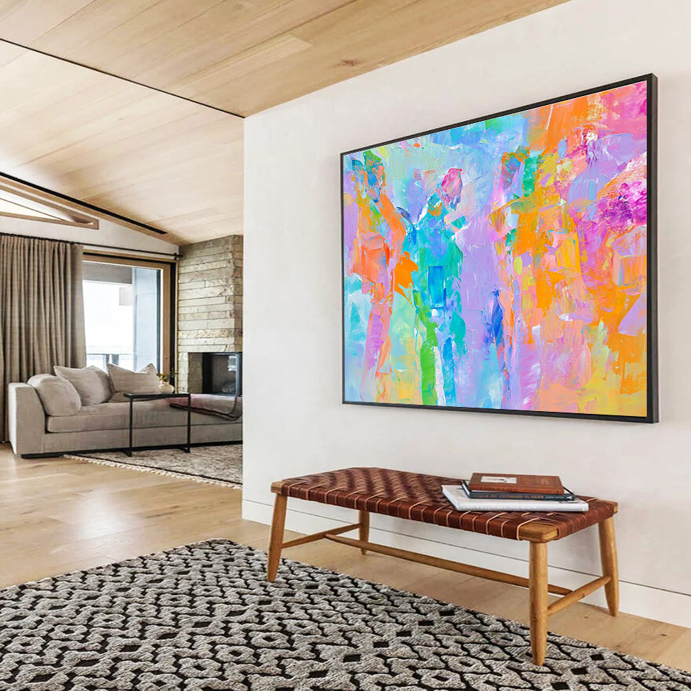 Colorful Patchwork with Vibrant Brushstrokes Abstract Painting ABS344