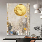 Gold Circle Abstract Mixed - Media Painting for Luxurious Spaces GAB1509