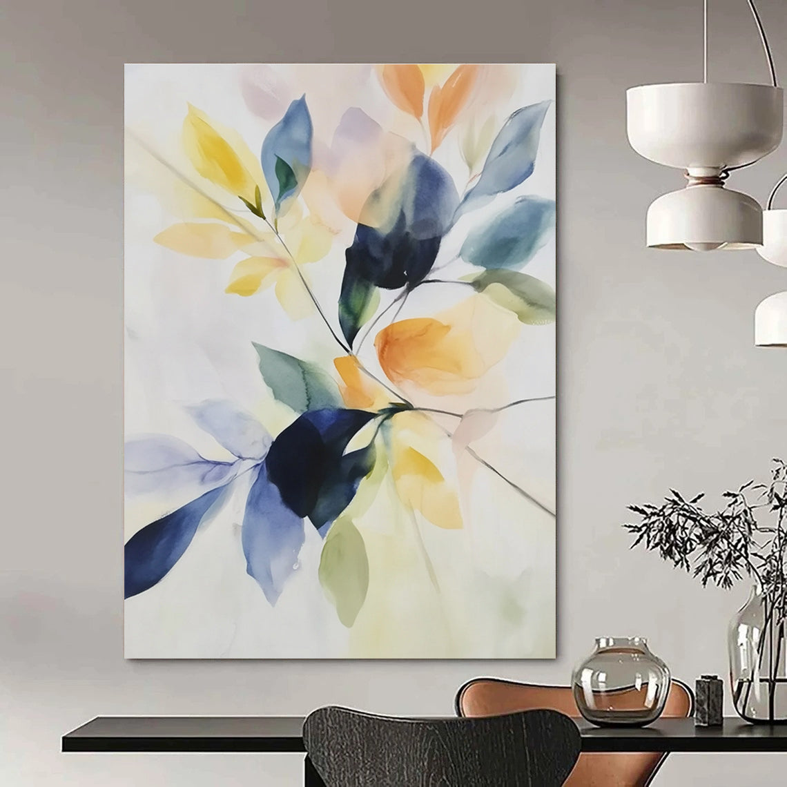 Colorful Leaf Abstract Painting for Botanical - Themed Boutiques GAB0987