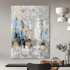 Chic Gray - Toned Abstract Cityscape Painting for Urban Interiors HENG248