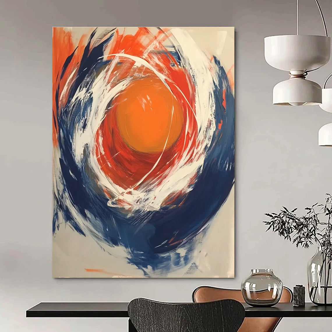 Circular Color Swirl Abstract Painting for Vibrant Fitness Studio Walls GAB1198