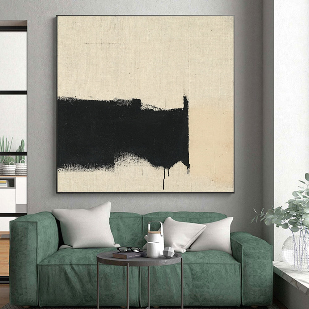 Dramatic Black Drips Abstract Painting with Edgy Drama WINK179