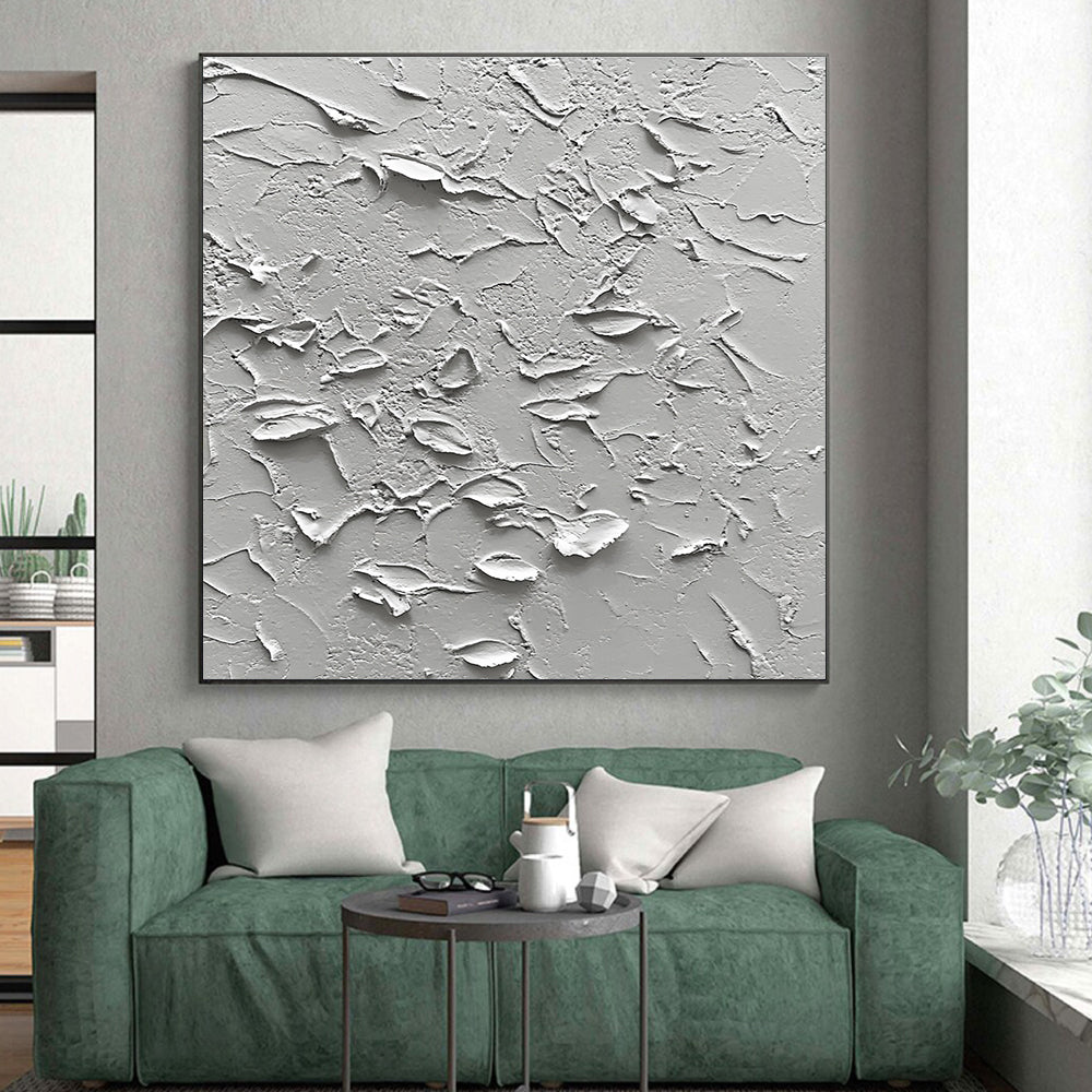 White Textured Surface Abstract Painting with Subtle Depth WINK093