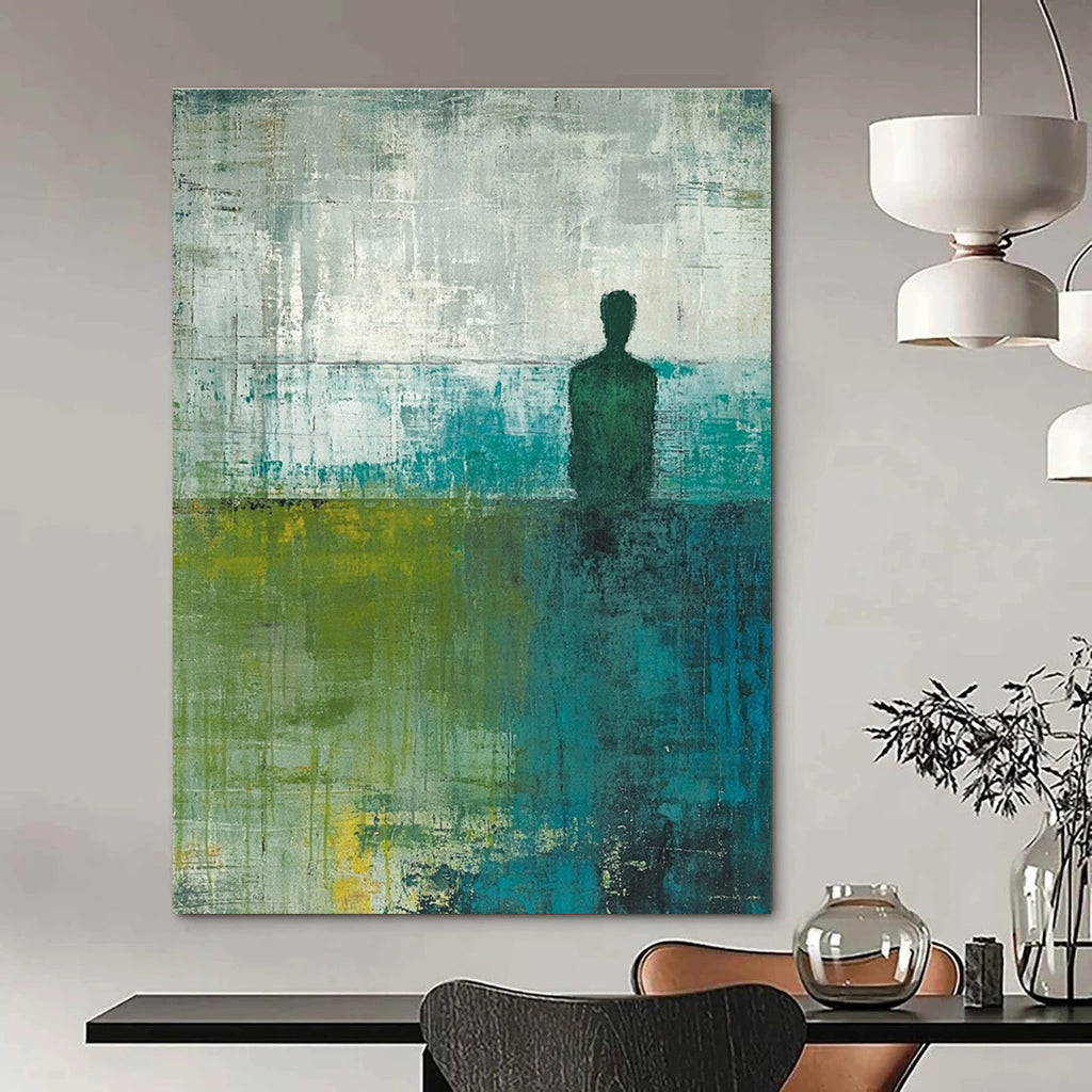 Solitary Figure Abstract Painting for Thoughtful Reading Nooks GAB0897
