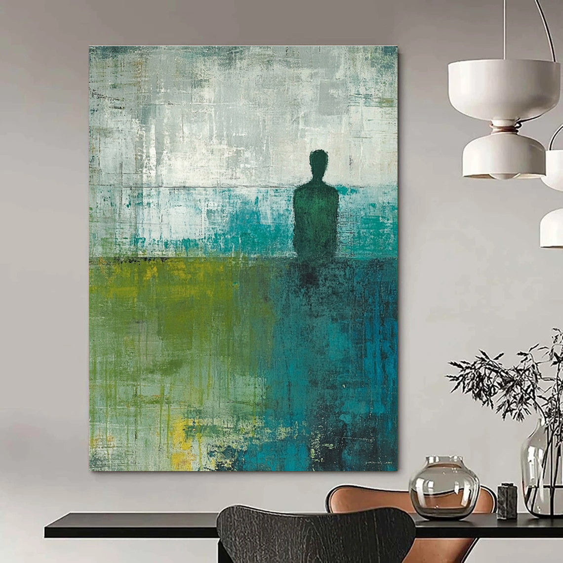 Solitary Figure Abstract Painting for Thoughtful Reading Nooks GAB0897