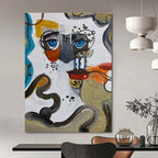 Abstract Face Composition Painting for Eclectic Home Studies HENG466