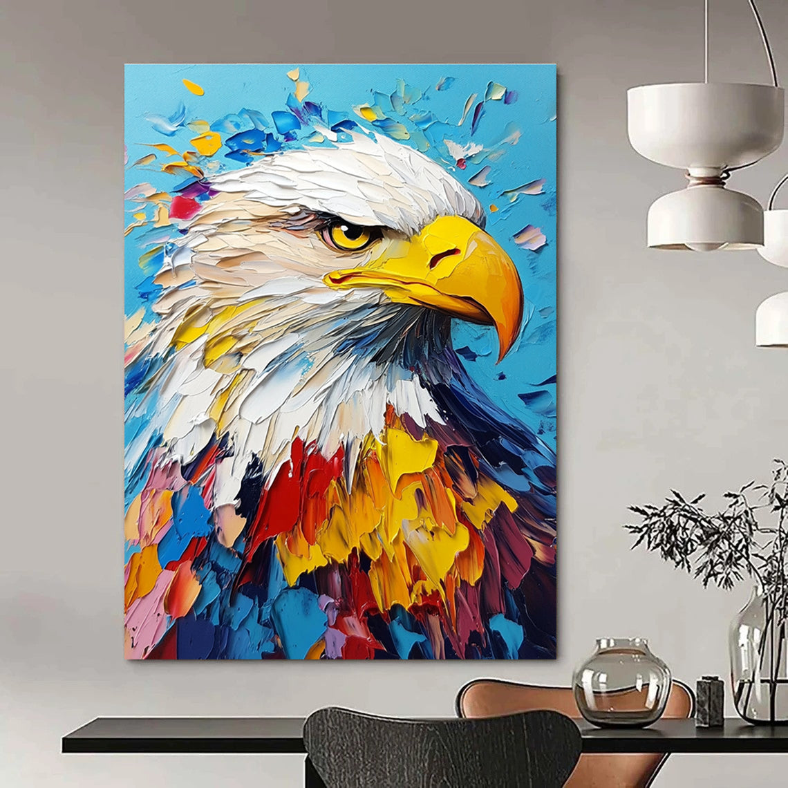 Colorful Eagle Portrait Abstract Painting for Patriotic - Themed Spaces GAB1323