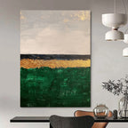 Minimalist Gold and Green Abstract Painting for Contemporary Home Offices GAB1298