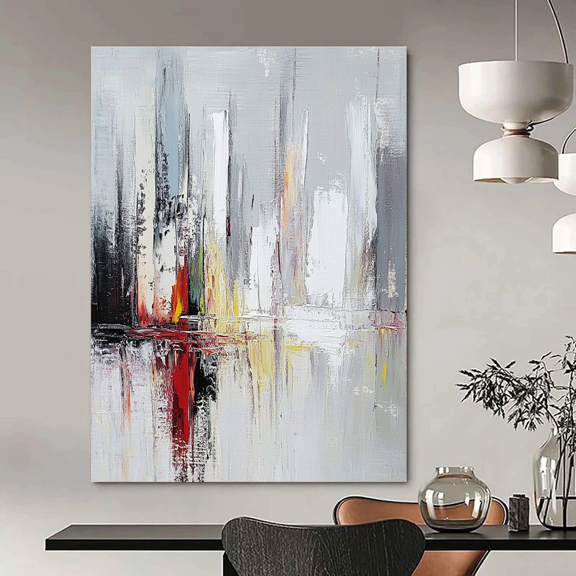 Subtle City Reflections - Muted Urban Abstract Painting GAB0575